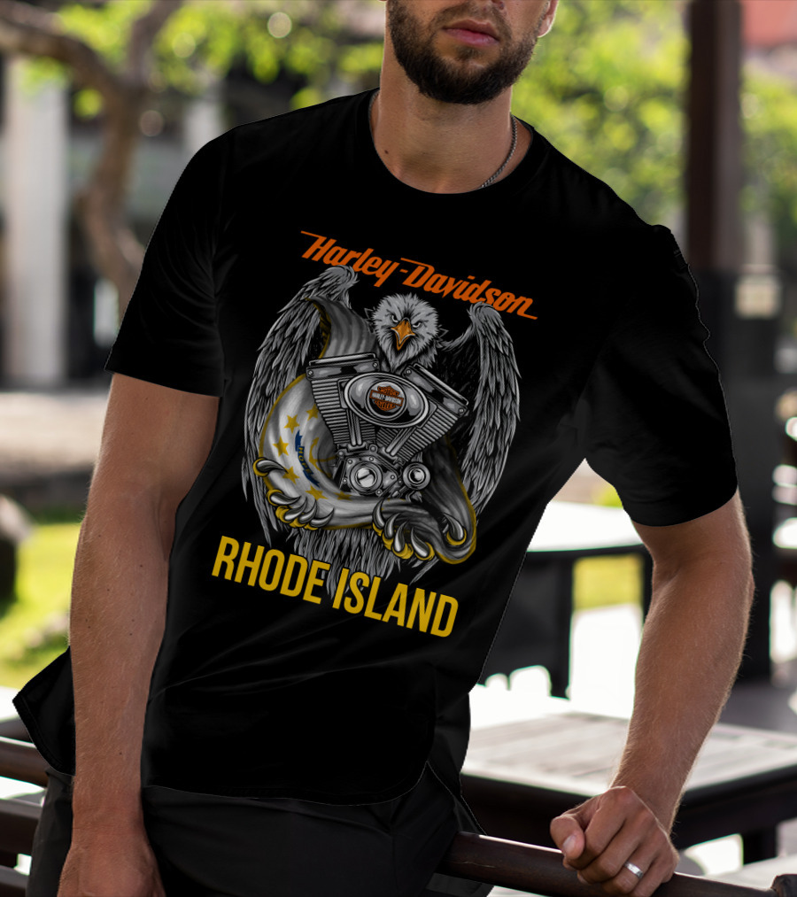Harley Davidson Eagle Engine Rhode Island T-Shirt