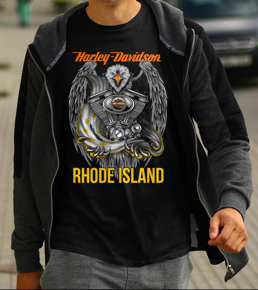 Harley Davidson Eagle Engine Rhode Island T-Shirt