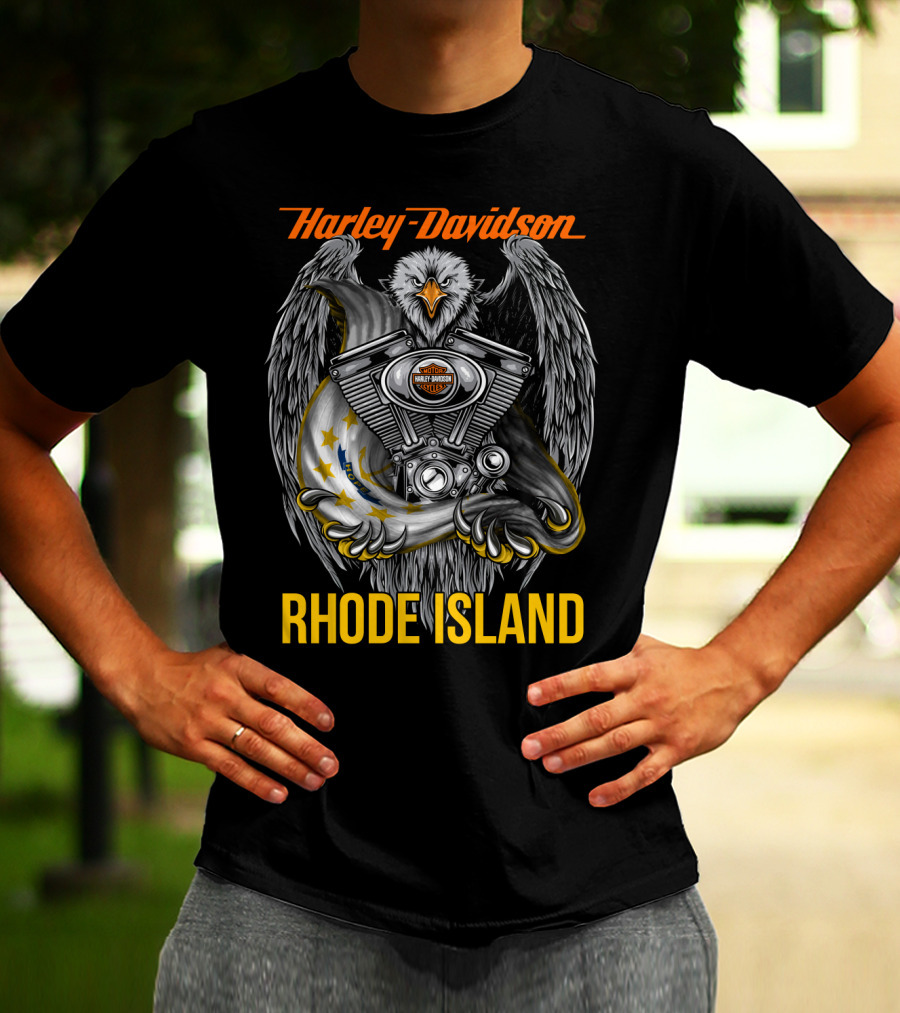Harley Davidson Eagle Engine Rhode Island T-Shirt