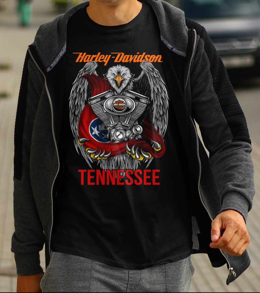 Harley Davidson Tennessee Eagle Engine Flag T-Shirt