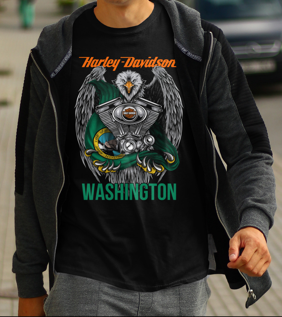 Harley Davidson Seattle Eagle Engine Washington T-Shirt