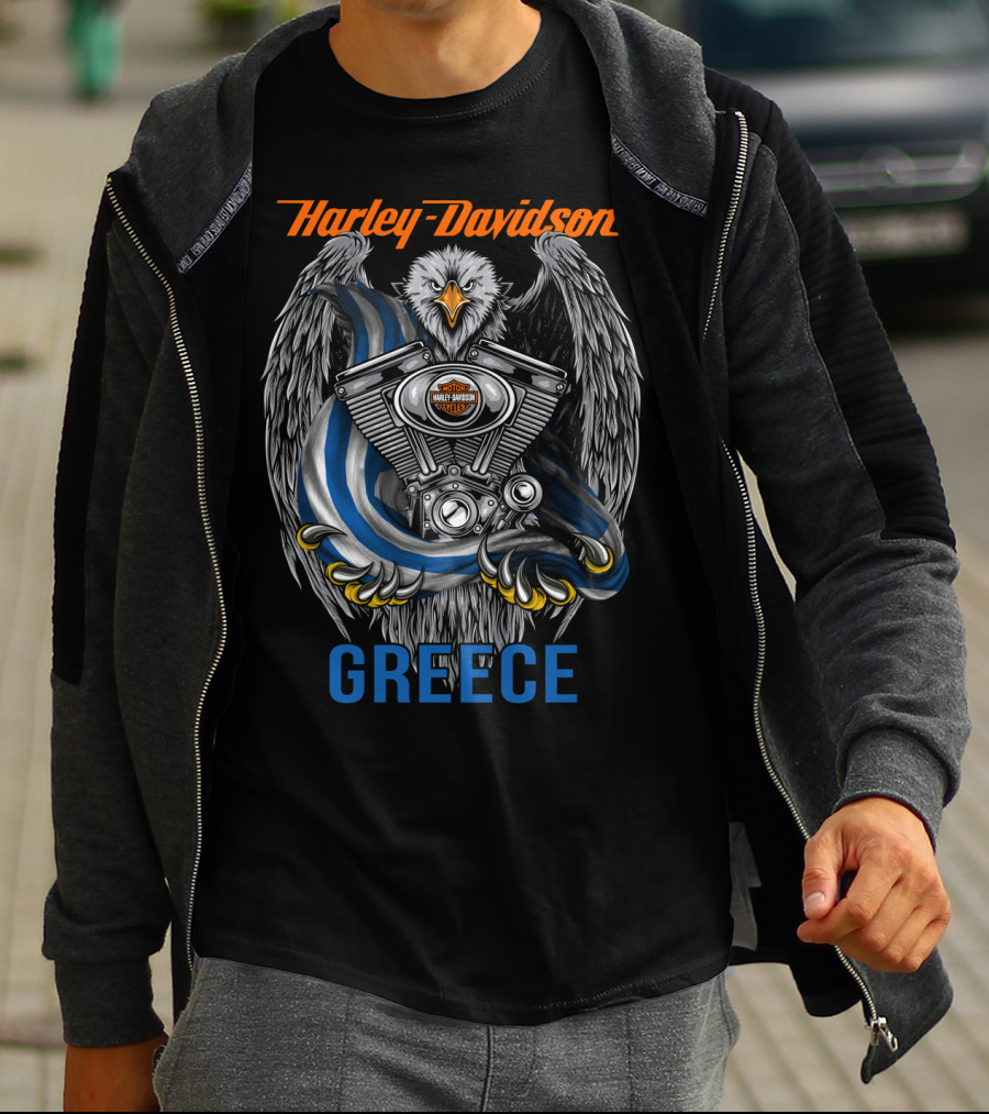 Harley Davidson Greece Eagle Engine T-Shirt