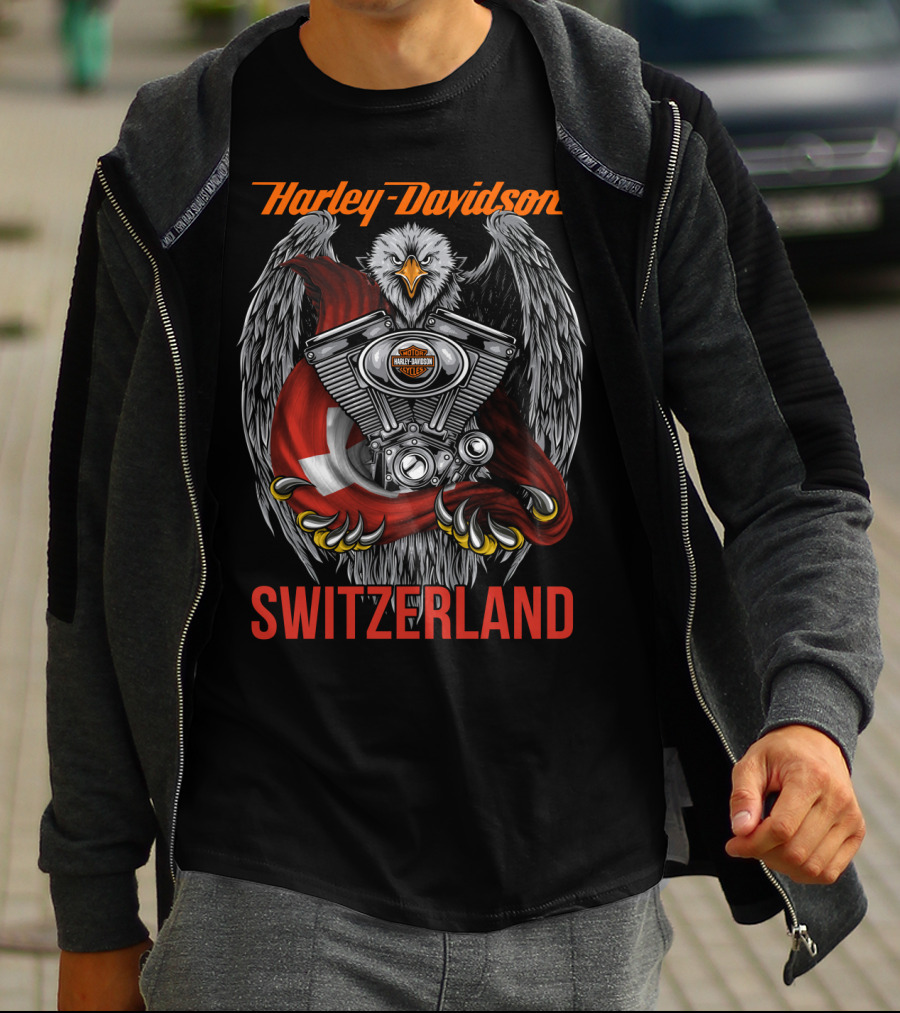 Harley Davidson Switzerland Eagle And Engine T-Shirt