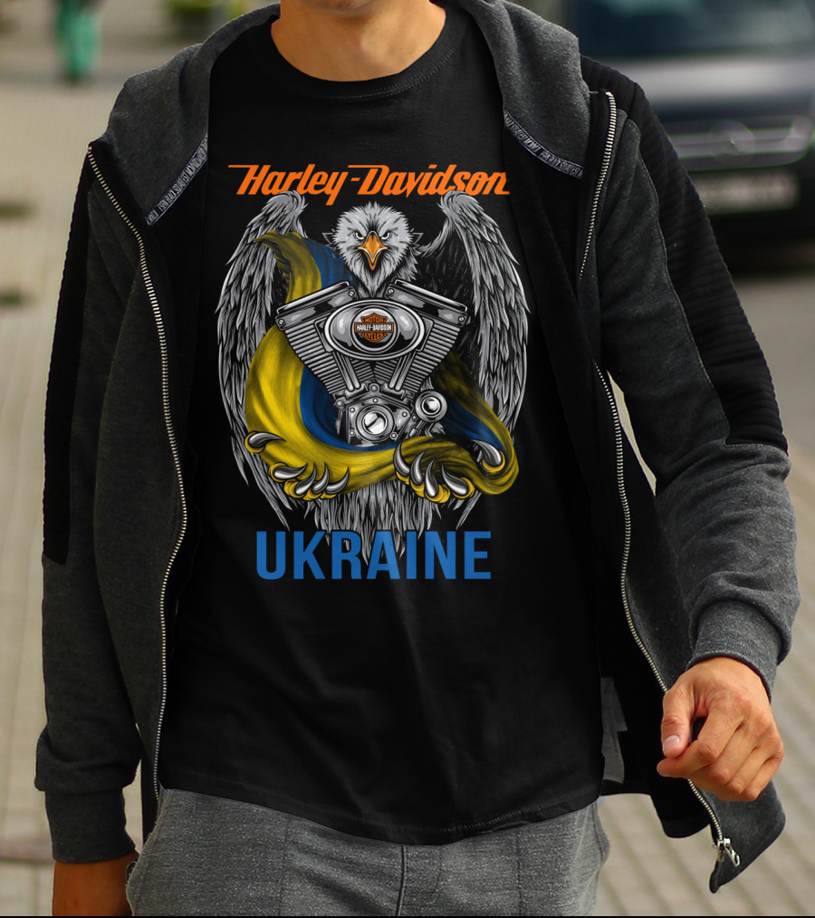 Harley Davidson Ukraine Eagle And Engine T-Shirt