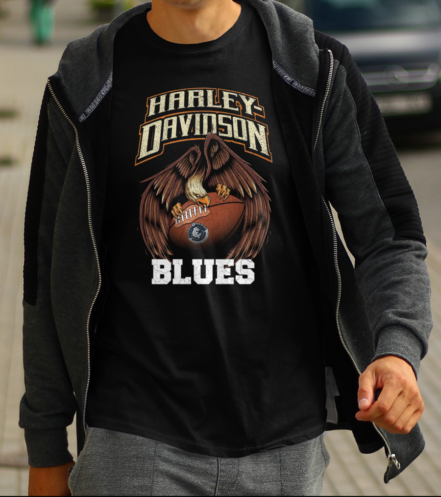 Harley Davidson Carlton Blues Eagle Football T-Shirt