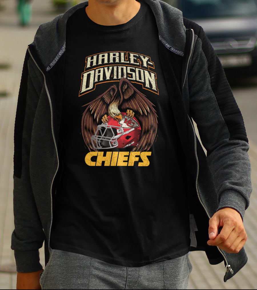 Harley Davidson Eagle Kansas City Chiefs Helmet Chiefs T-Shirt