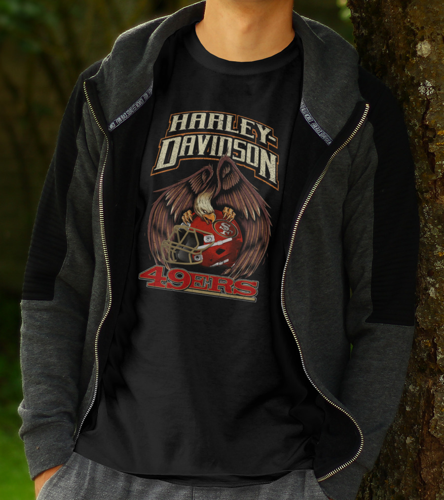 Harley Davidson San Francisco 49ers Hta 21 01 Eagle Helmet T-Shirt