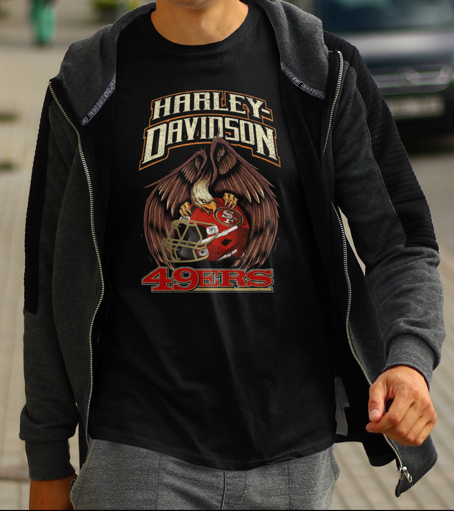 Harley Davidson San Francisco 49ers Hta 21 01 Eagle Helmet T-Shirt