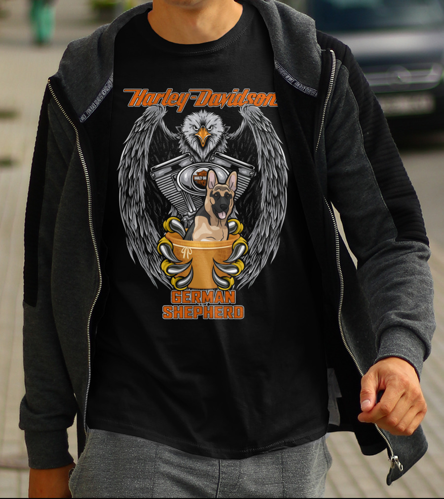 Harley Davidson German Shepherd Eagle Engine T-Shirt