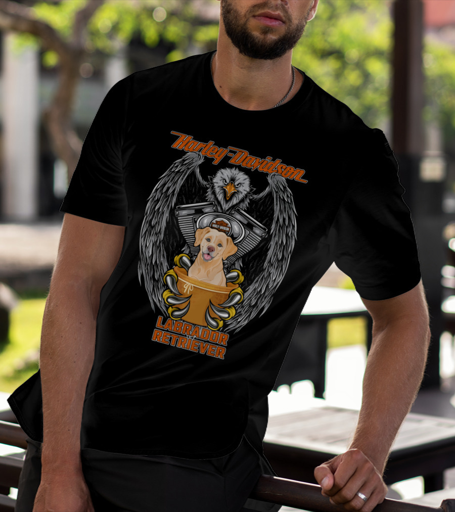 Harley Davidson Labrador Retriever Eagle Motif T-Shirt