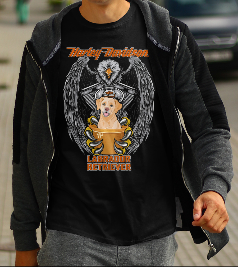 Harley Davidson Labrador Retriever Eagle Motif T-Shirt