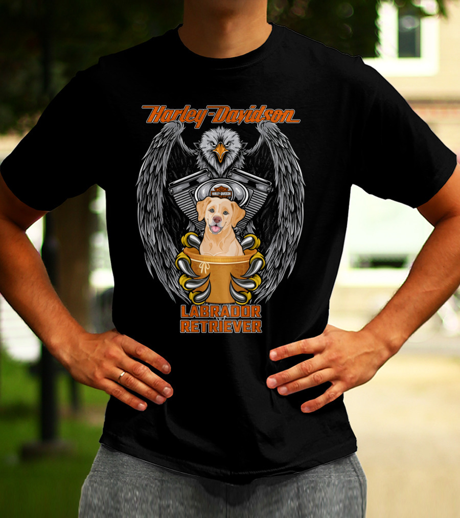 Harley Davidson Labrador Retriever Eagle Motif T-Shirt