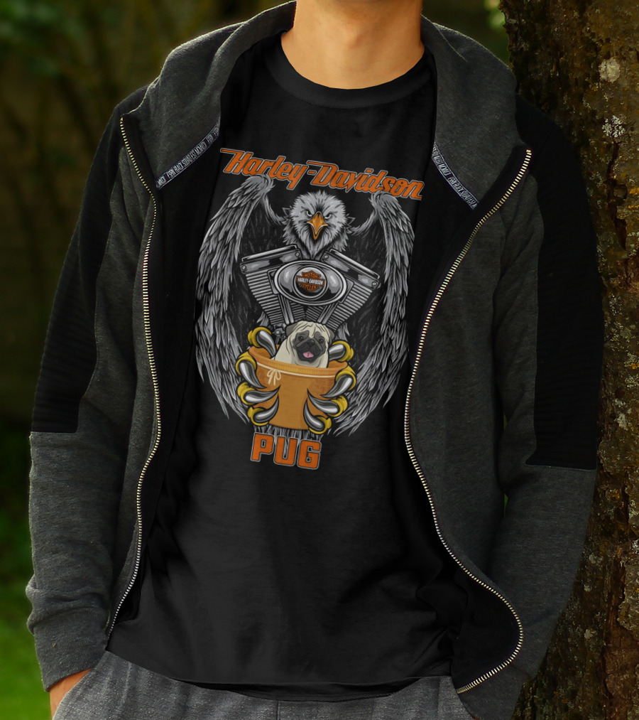 Harley Davidson Pug Eagle Engine T-Shirt
