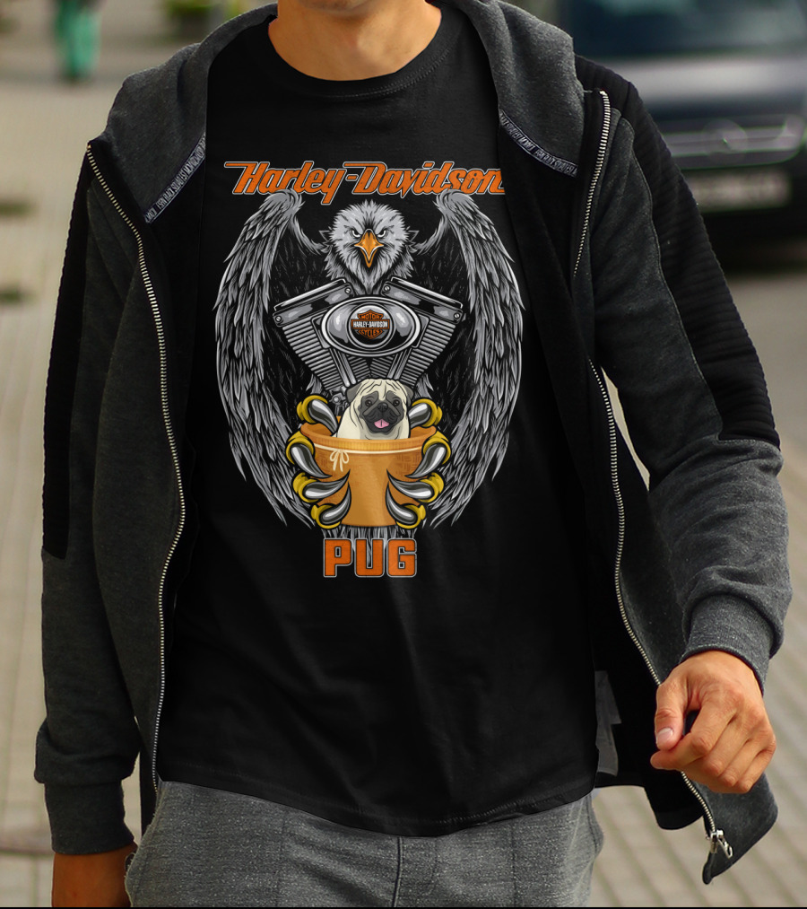 Harley Davidson Pug Eagle Engine T-Shirt