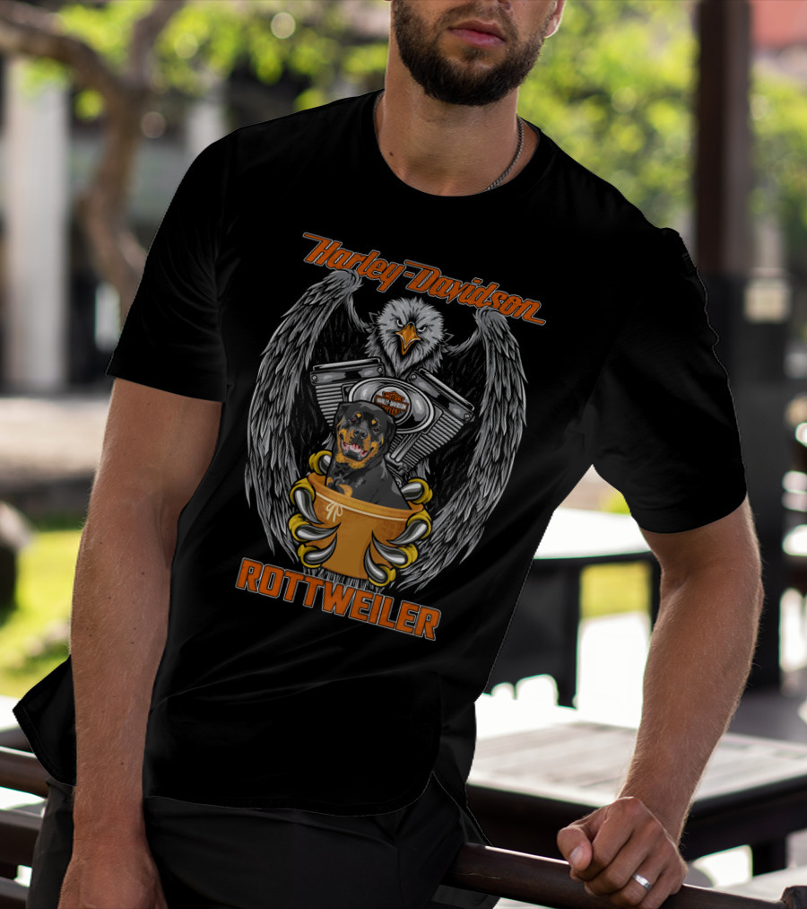 Harley Davidson Rottweiler Motor V-Twin Engine Eagle T-Shirt