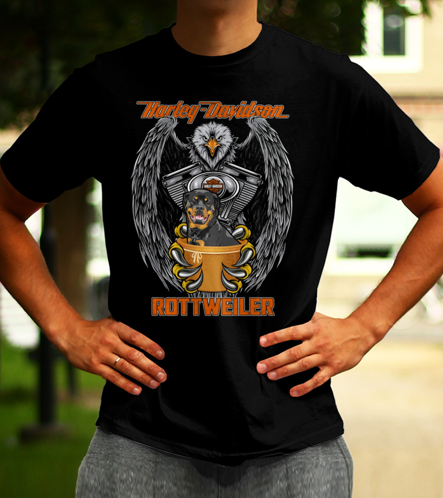 Harley Davidson Rottweiler Motor V-Twin Engine Eagle T-Shirt