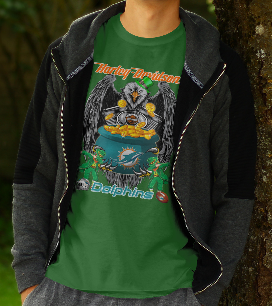Harley Davidson Miami Dolphins Nfl Eagle Gold Coins T-Shirt