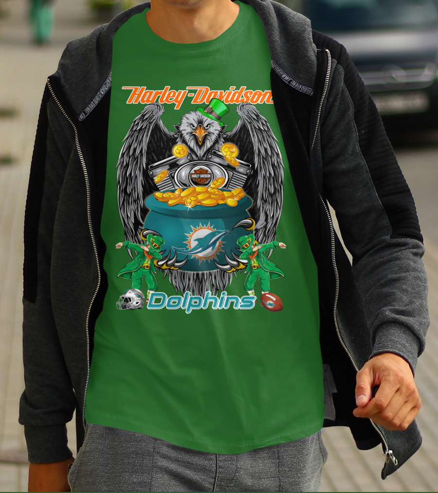 Harley Davidson Miami Dolphins Nfl Eagle Gold Coins T-Shirt