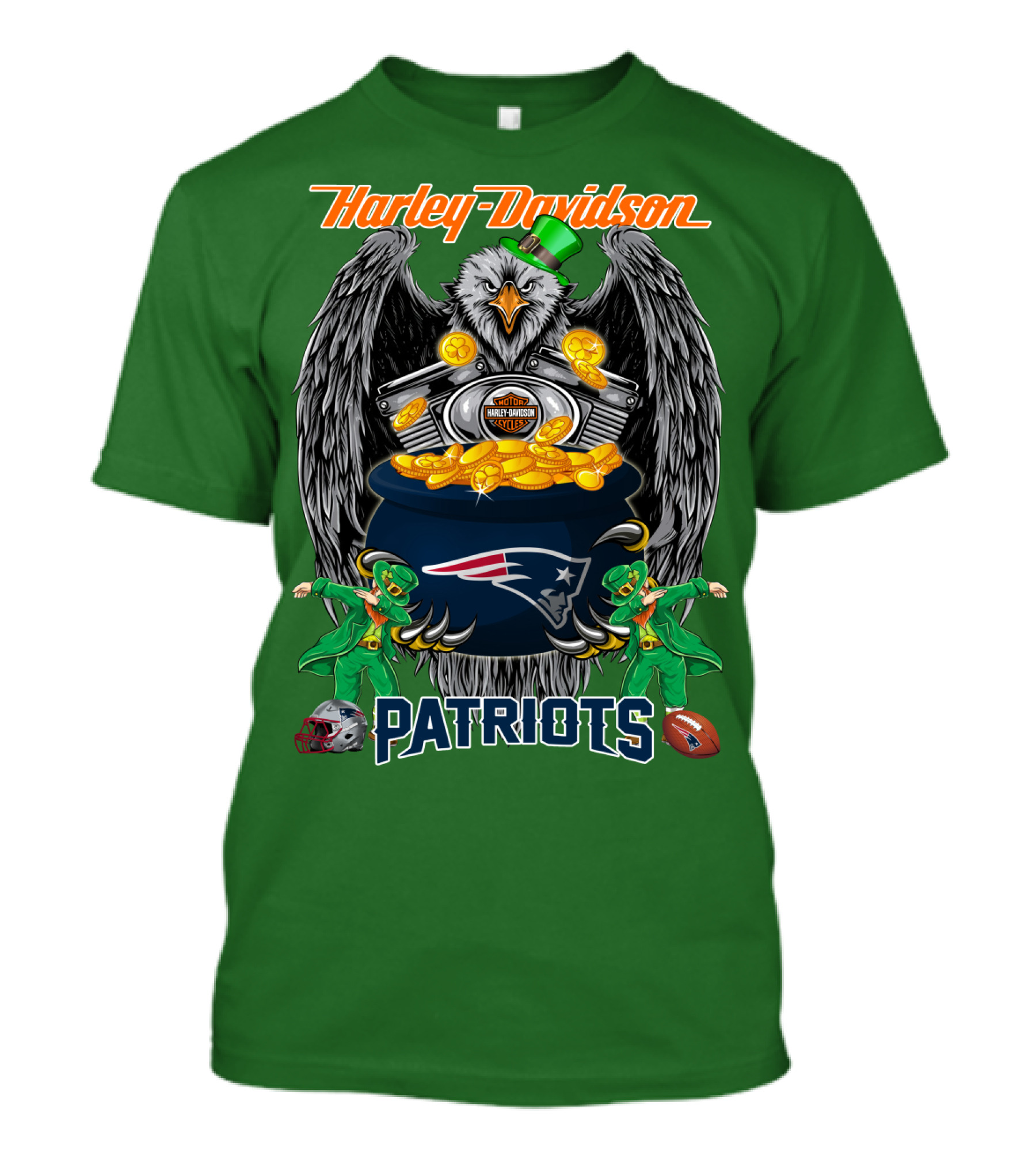 Harley Davidson Nfl New England Patriots 46 St. Patrick's Day T-Shirt