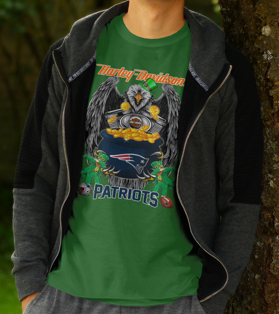 Harley Davidson Nfl New England Patriots 46 St. Patrick's Day T-Shirt