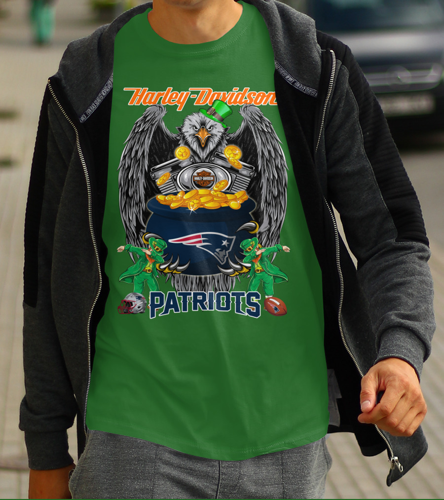 Harley Davidson Nfl New England Patriots 46 St. Patrick's Day T-Shirt