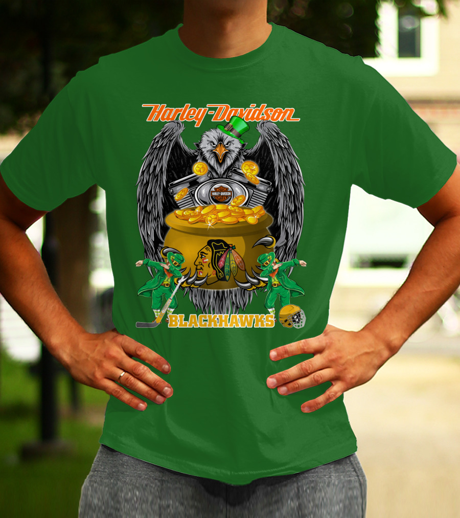 Harley Davidson Nhl Chicago Blackhawks St. Patrick's Day T-Shirt