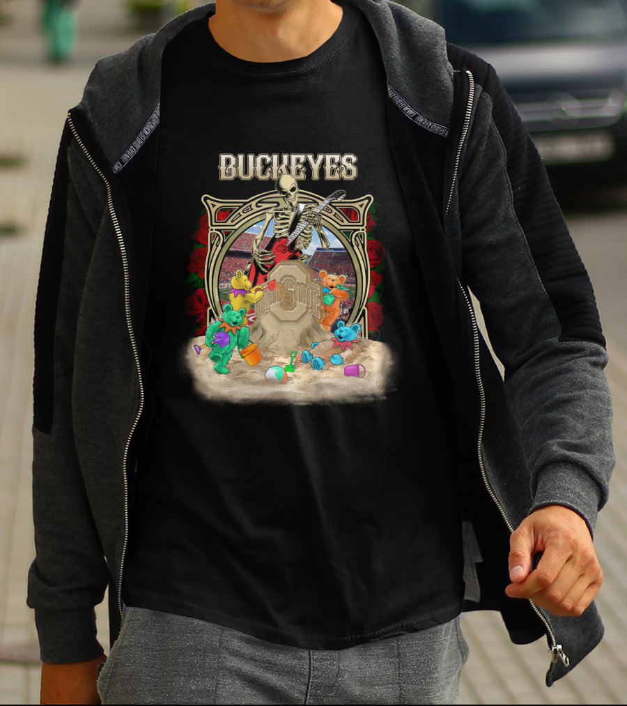 Buckeyes Ncaa Skeleton Bears Roses Stadium T-Shirt