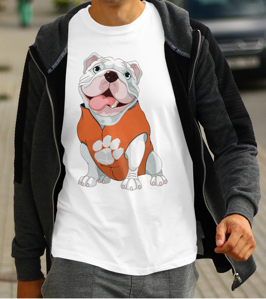 Clemson Tigers Bulldog In Orange Paw T-Shirt