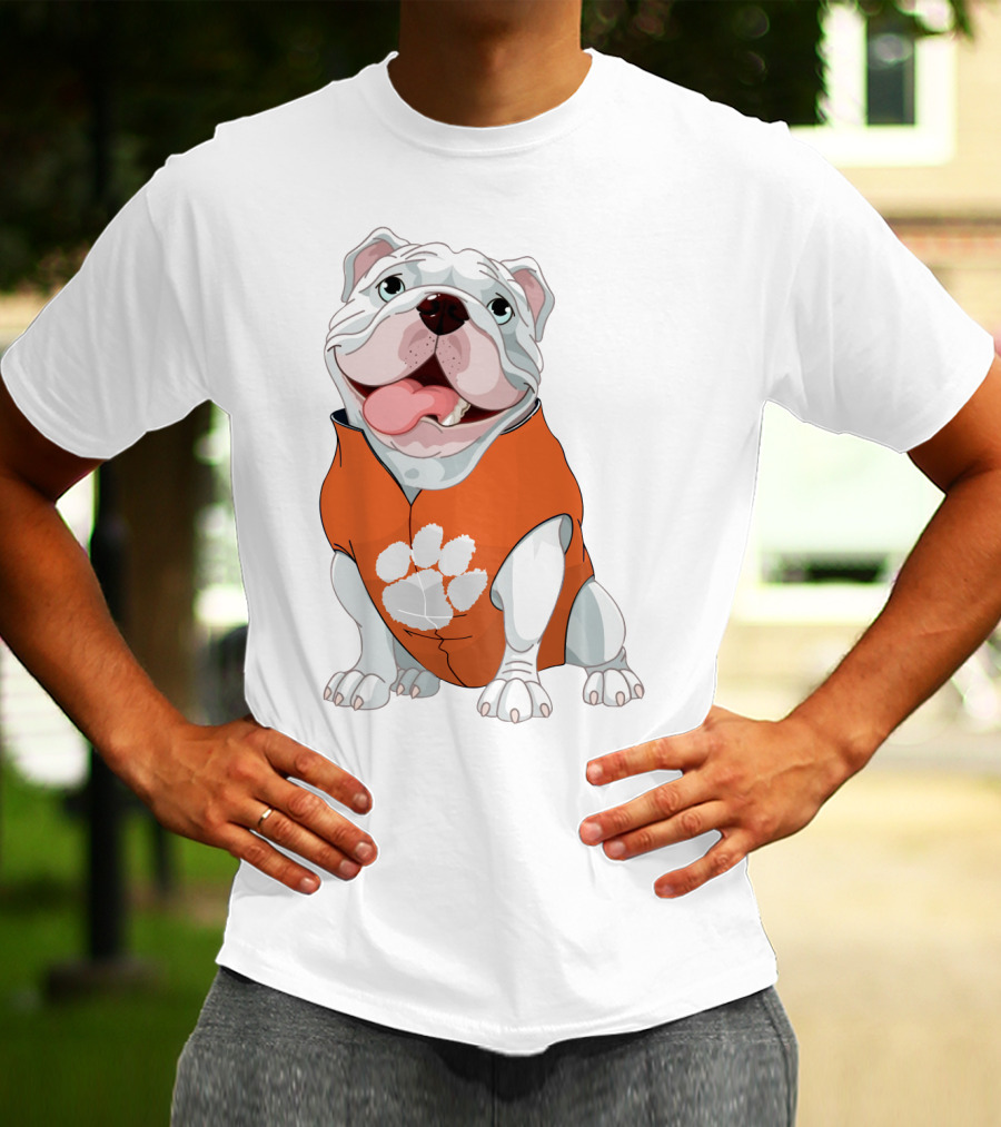 Clemson Tigers Bulldog In Orange Paw T-Shirt