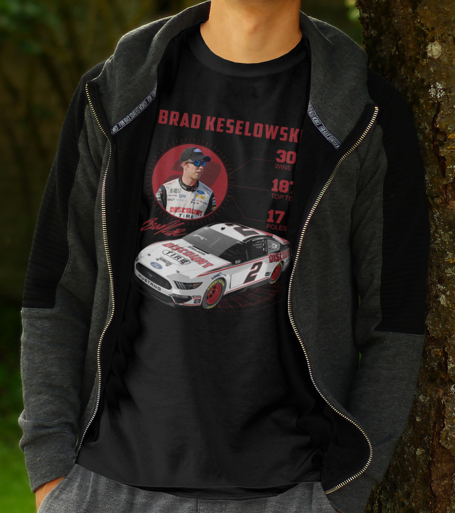 Brad Keselowski Discount Tire 30 Wins 187 Top Tens 17 Poles Racing Car Mustang T-Shirt