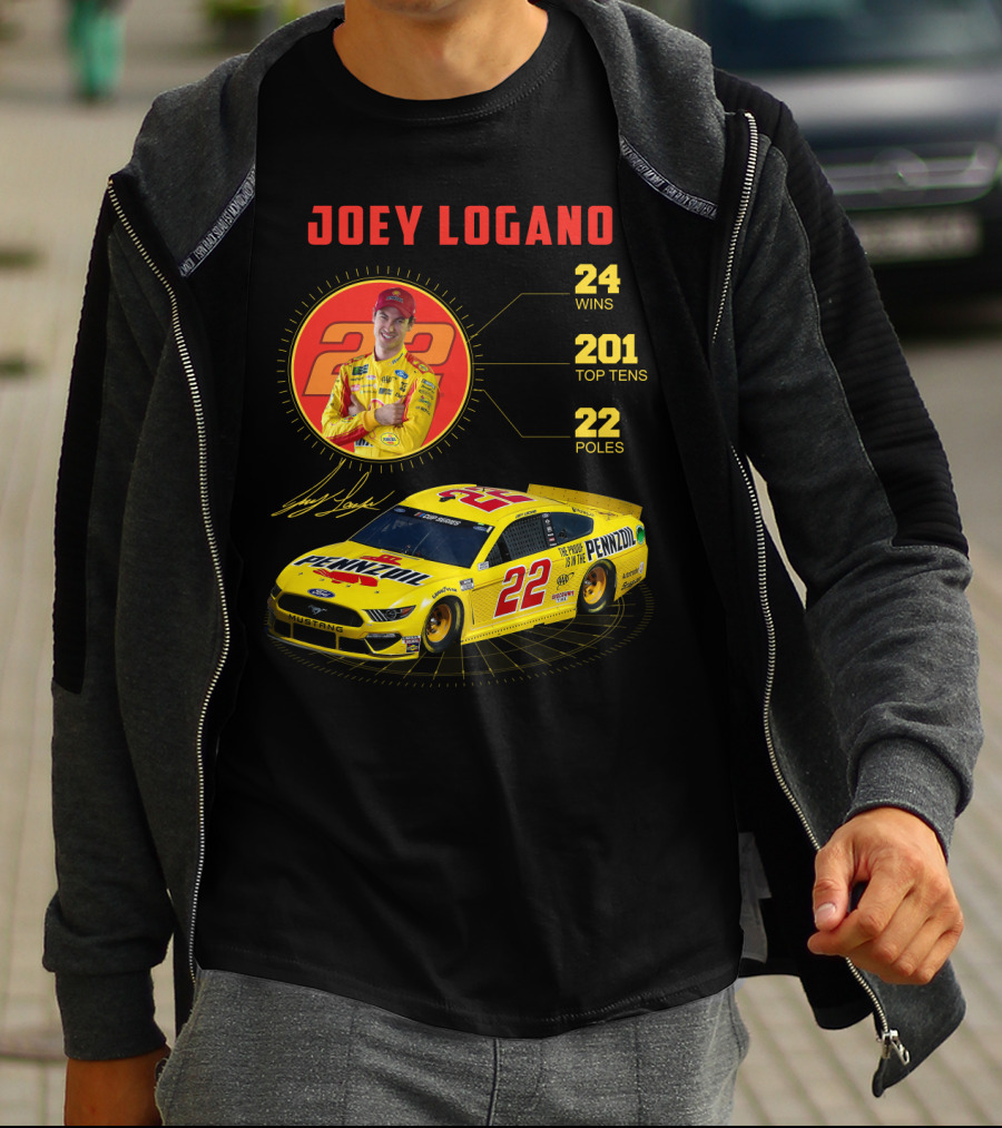 Joey Logano 22 Pennzoil Racing Stats 24 Wins 201 Top Tens 22 Poles T-Shirt