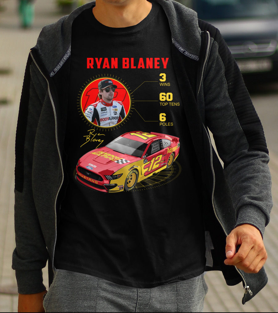 Ryan Blaney 3 Wins 60 Top Tens 6 Poles Mustang T-Shirt
