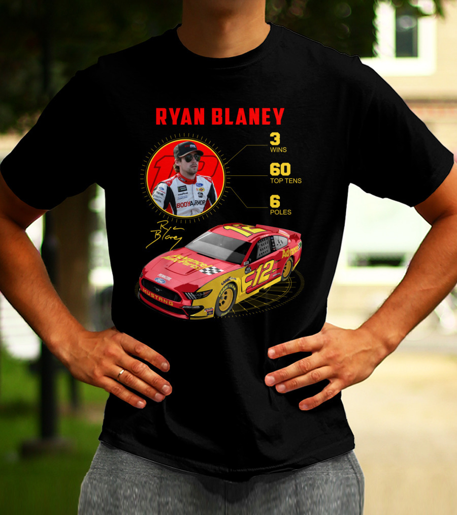 Ryan Blaney 3 Wins 60 Top Tens 6 Poles Mustang T-Shirt