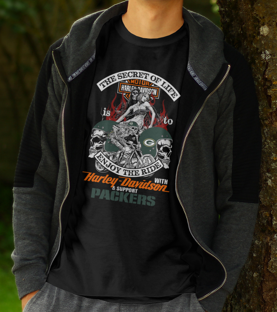 The Secret Of Life Harley Davidson Enjoy The Ride Support Packers T-Shirt