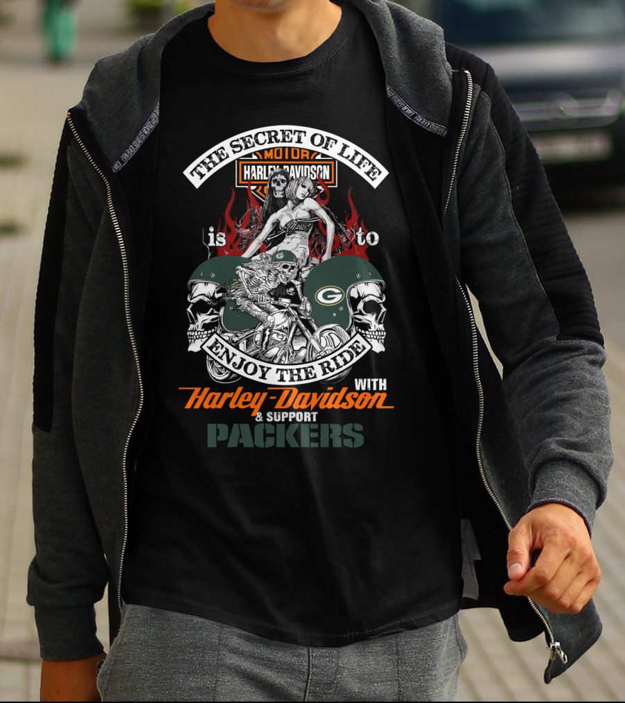 The Secret Of Life Harley Davidson Enjoy The Ride Support Packers T-Shirt
