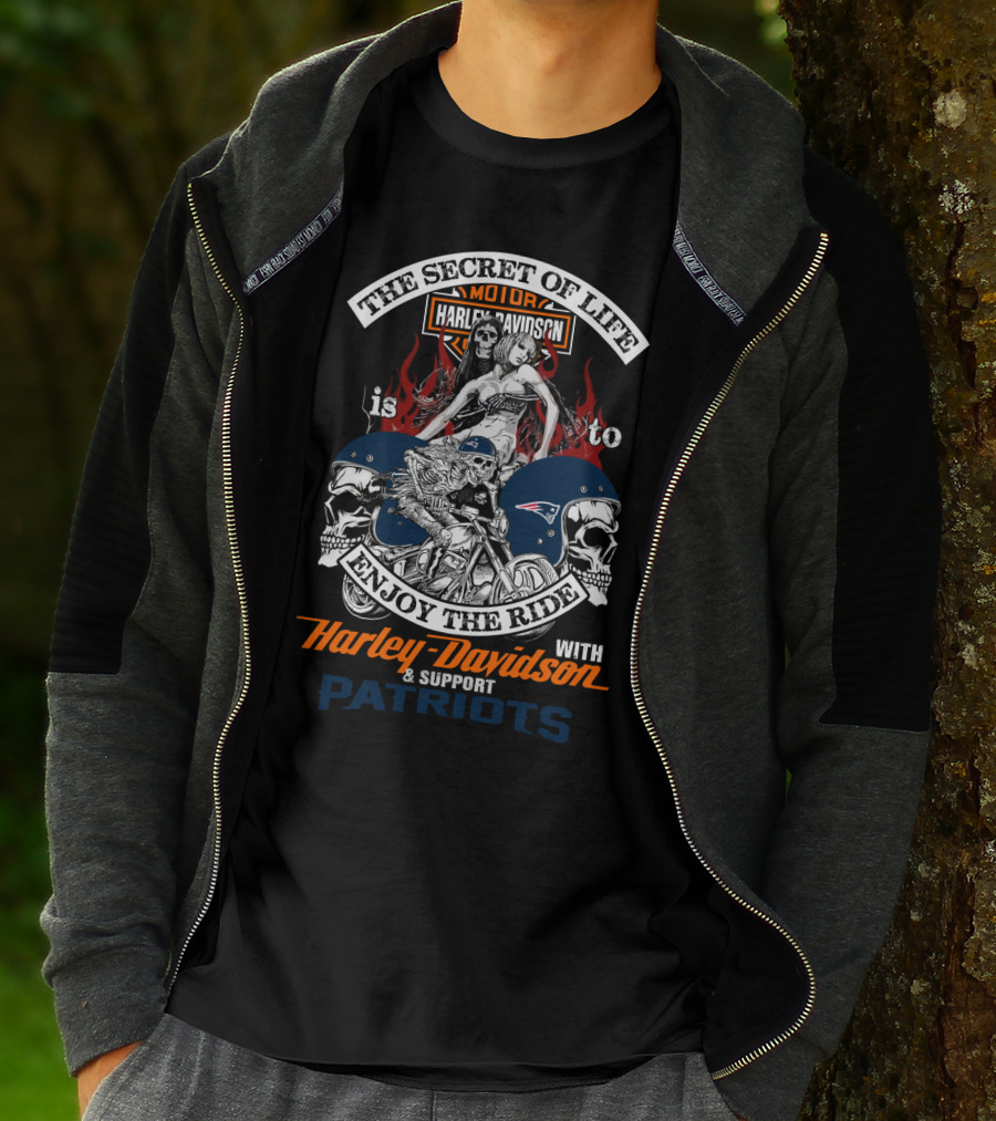The Secret Of Life Is To Enjoy The Ride With Harley Davidson & Support Patriots T-Shirt