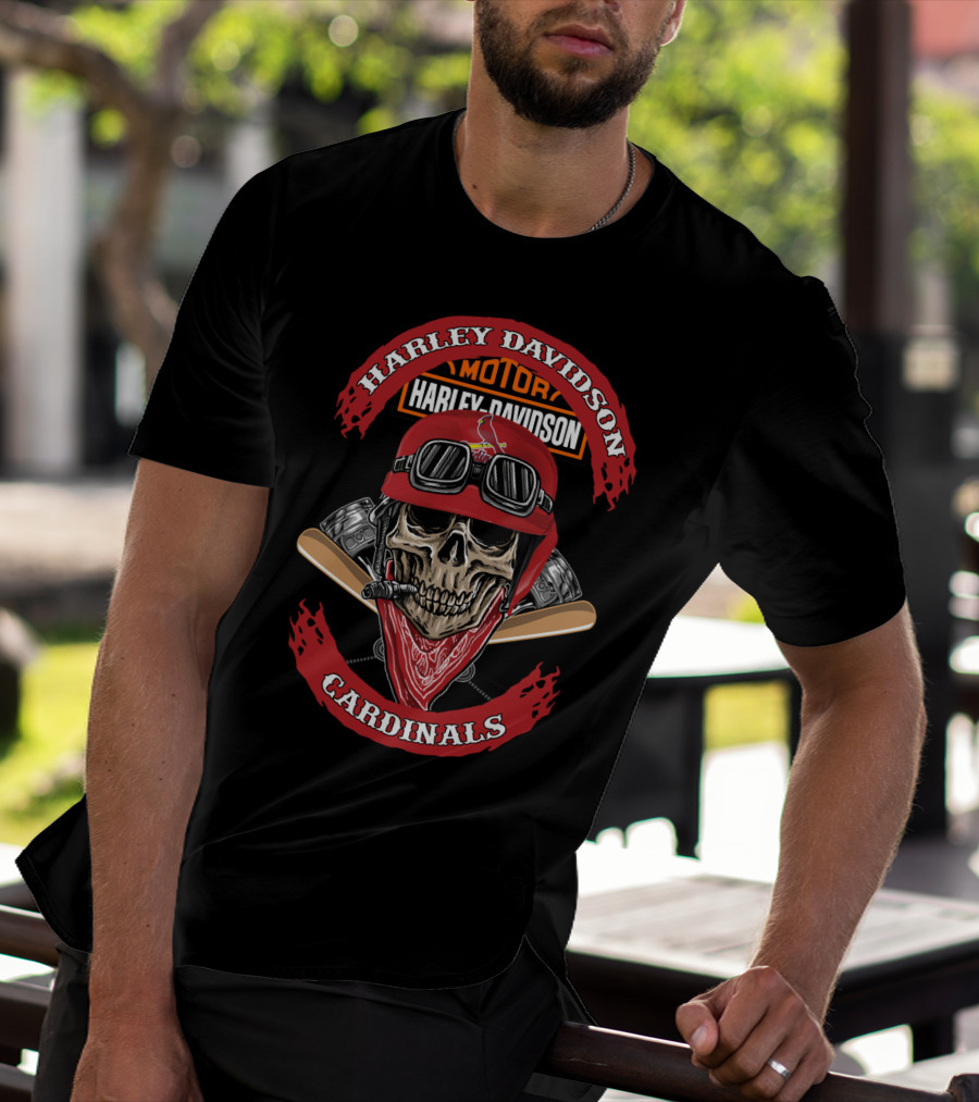 Harley Davidson Cardinals Motor Skull T-Shirt