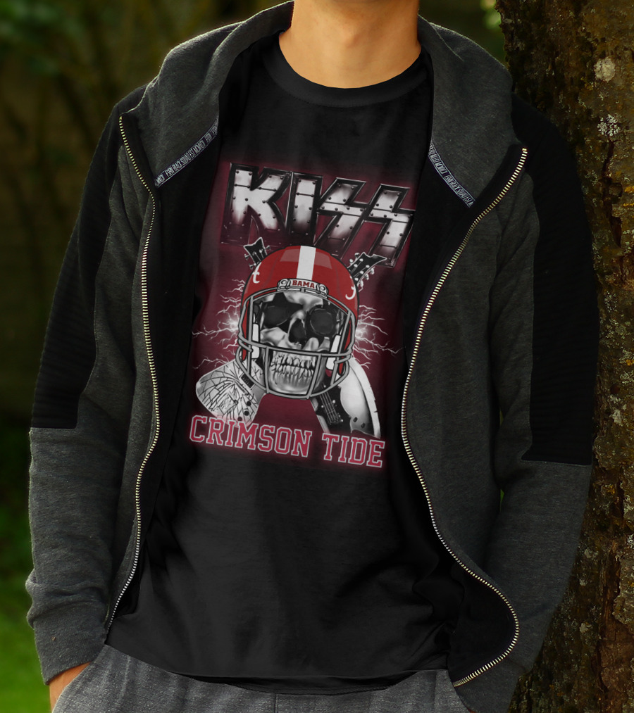 Kiss Bama Crimson Tide Football Skull Helmet T-Shirt