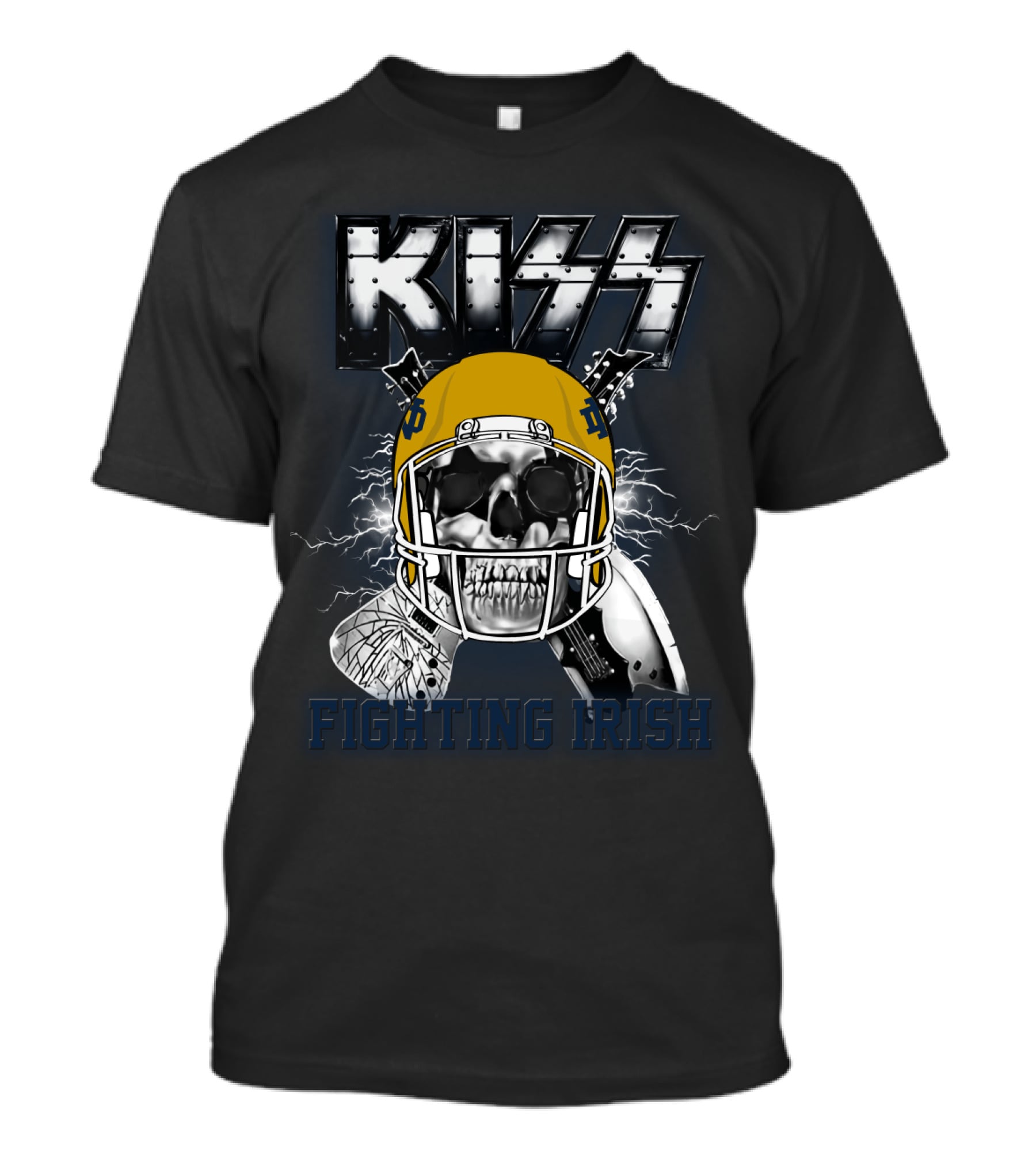Kiss Fighting Irish Notre Dame Football Skull Helmet Ncaa 95 T-Shirt