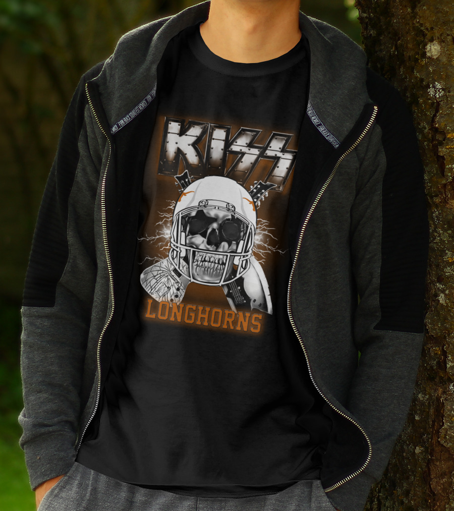 Kiss Longhorns Skull Helmet Ncaa Football T-Shirt