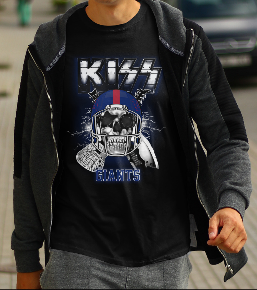 Kiss Giants Skull Helmet Nyg 95 Lightning T-Shirt