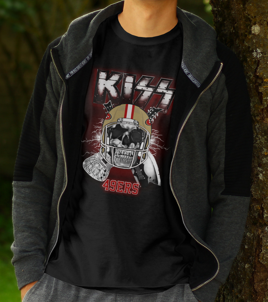 Kiss Sf 49ers Skull Helmet Electric T-Shirt
