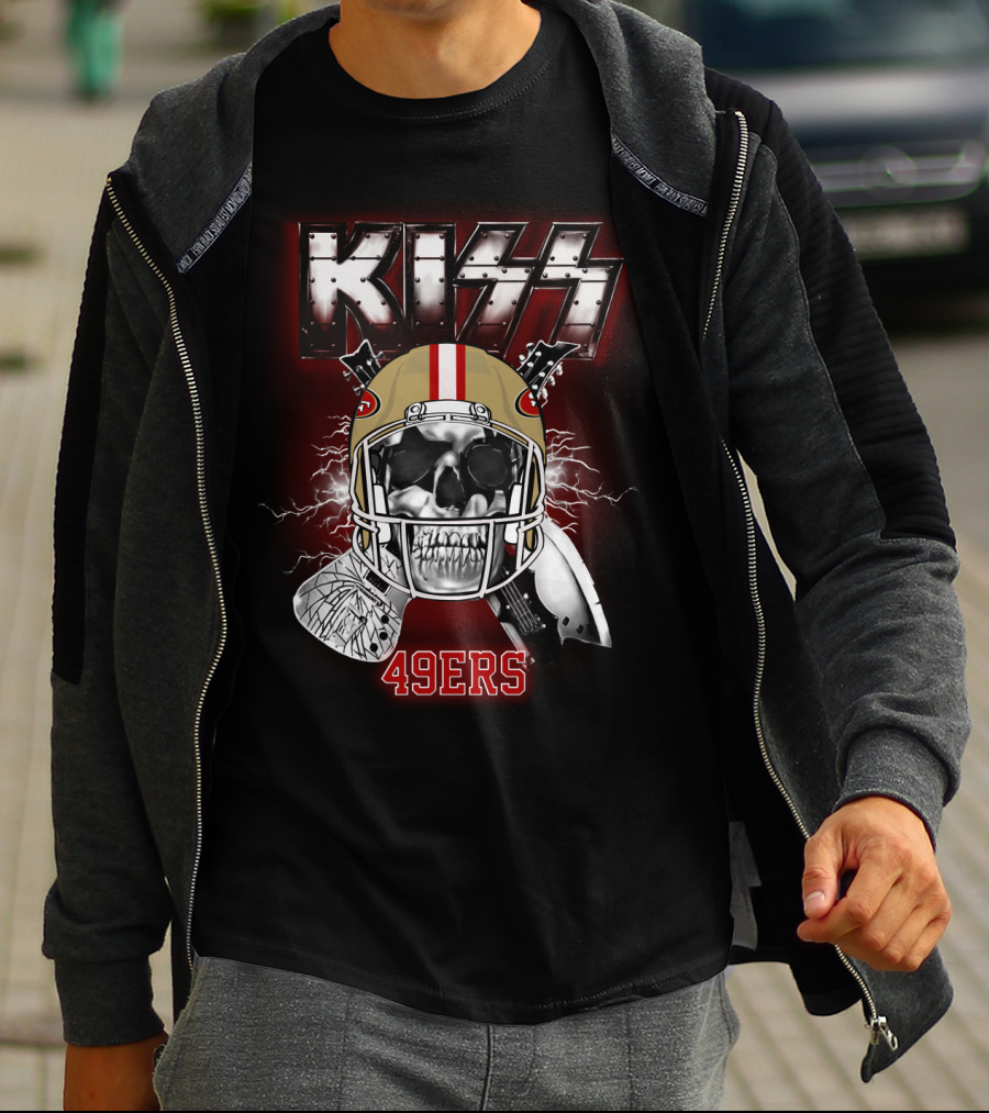 Kiss Sf 49ers Skull Helmet Electric T-Shirt