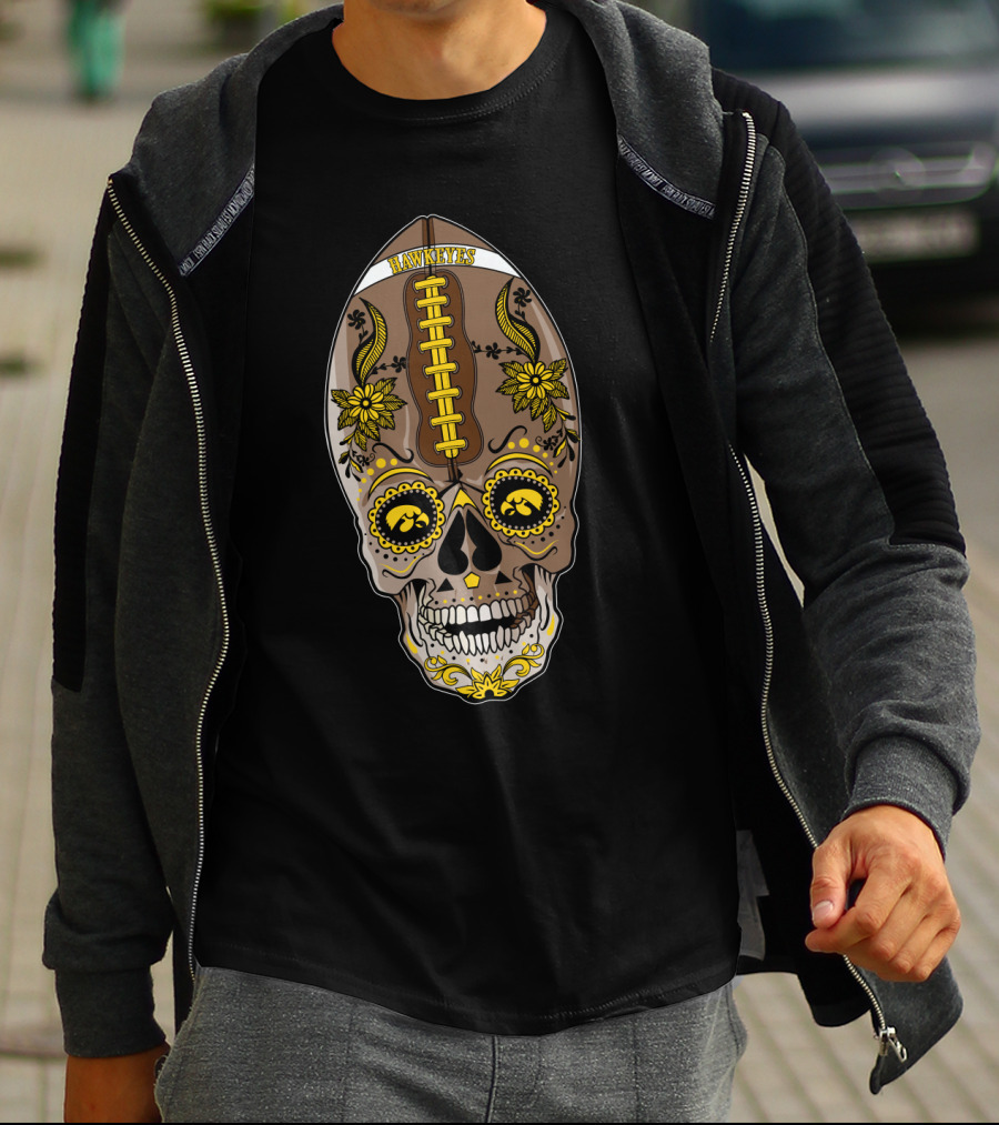 Hawkeyes Football Sugar Skull T-Shirt