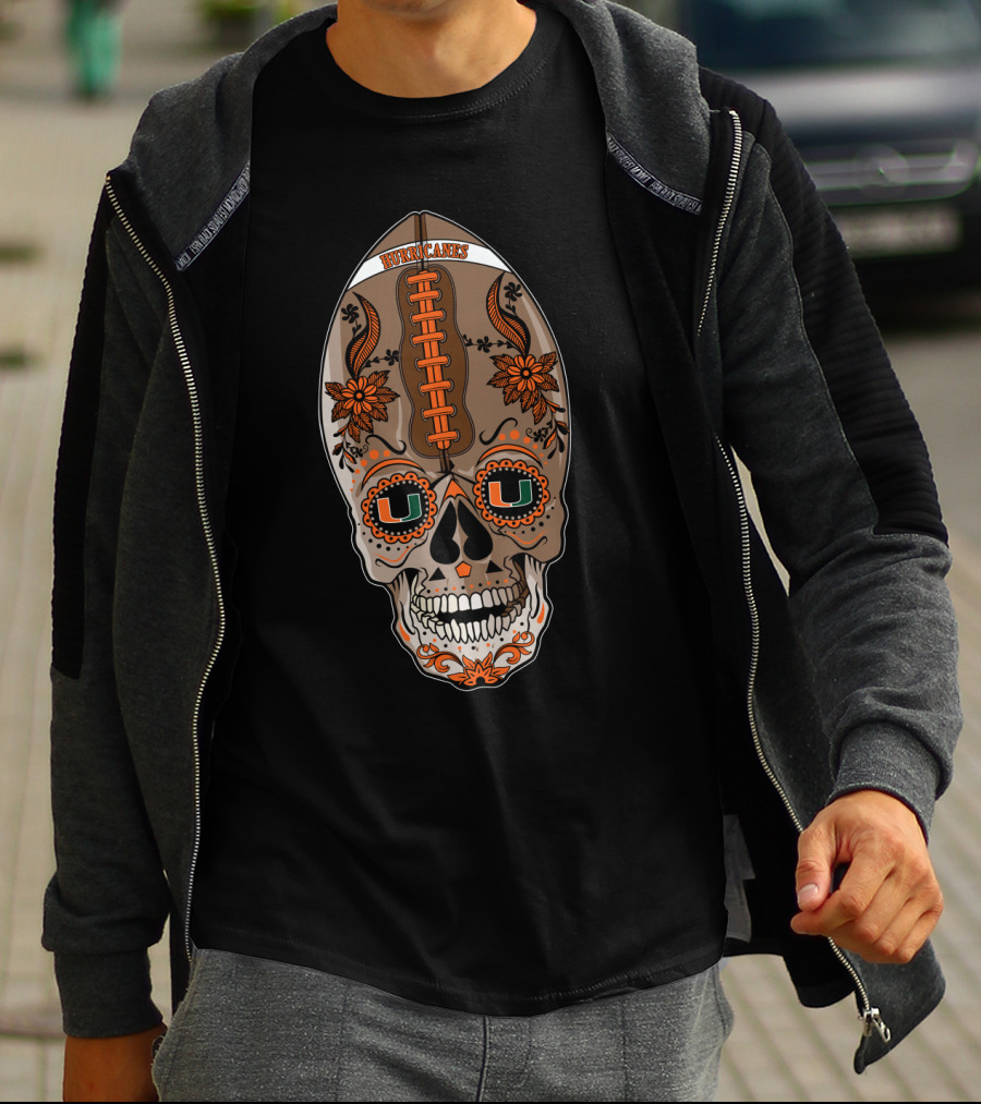 Hurricanes U Sugar Skull Football T-Shirt