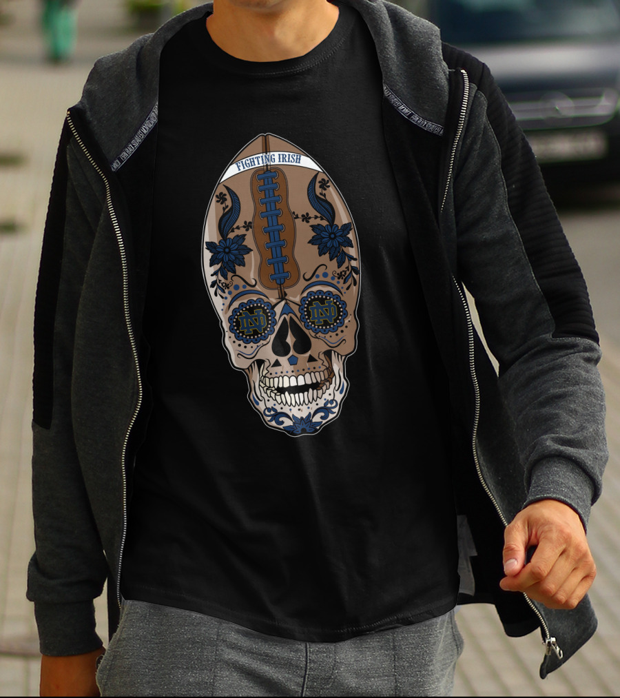 Ndfi Fighting Irish Skull Football T-Shirt