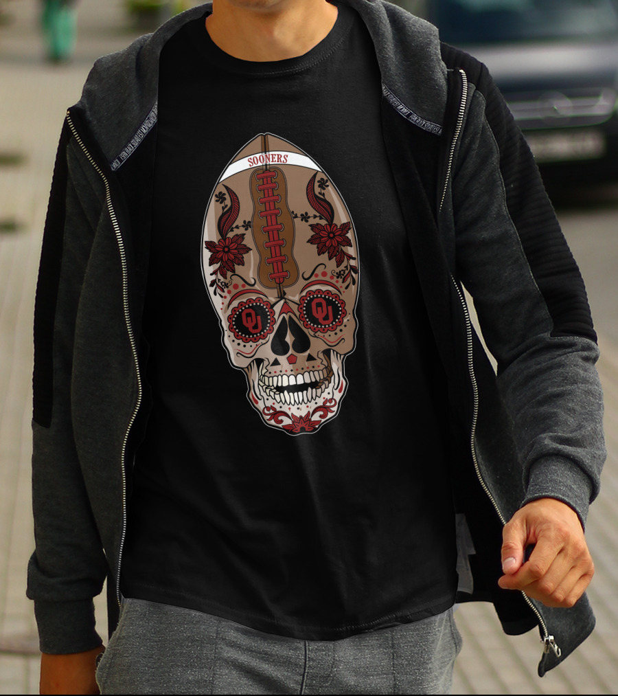 Sooners Ou Skull Football T-Shirt