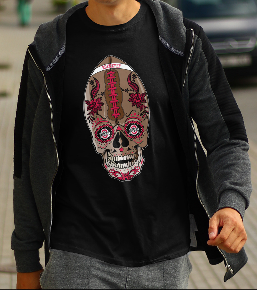 Buckeyes 97 Ohio State Skull Football Art T-Shirt