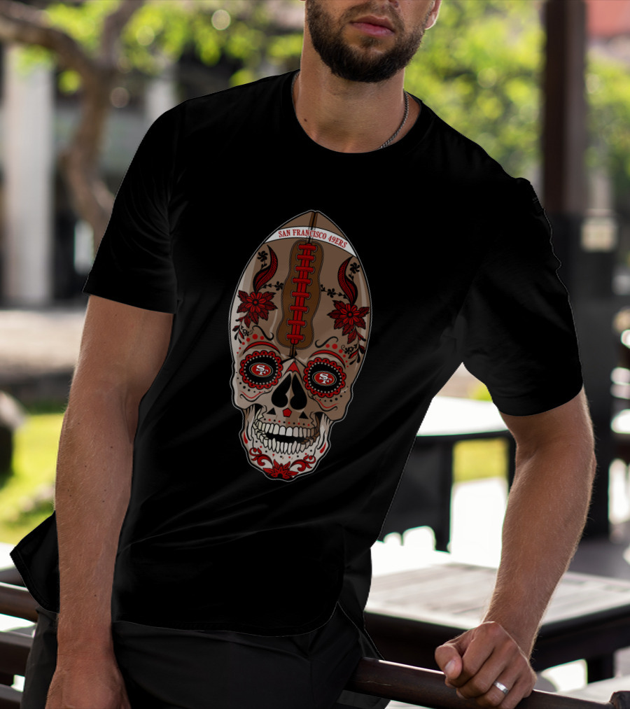 San Francisco 49ers Sugar Skull Football T-Shirt