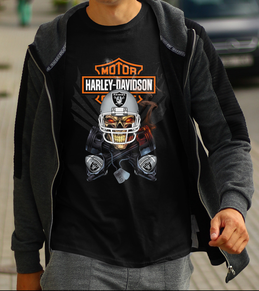 Harley Davidson Motor Raiders 106 Nfl Or T-Shirt